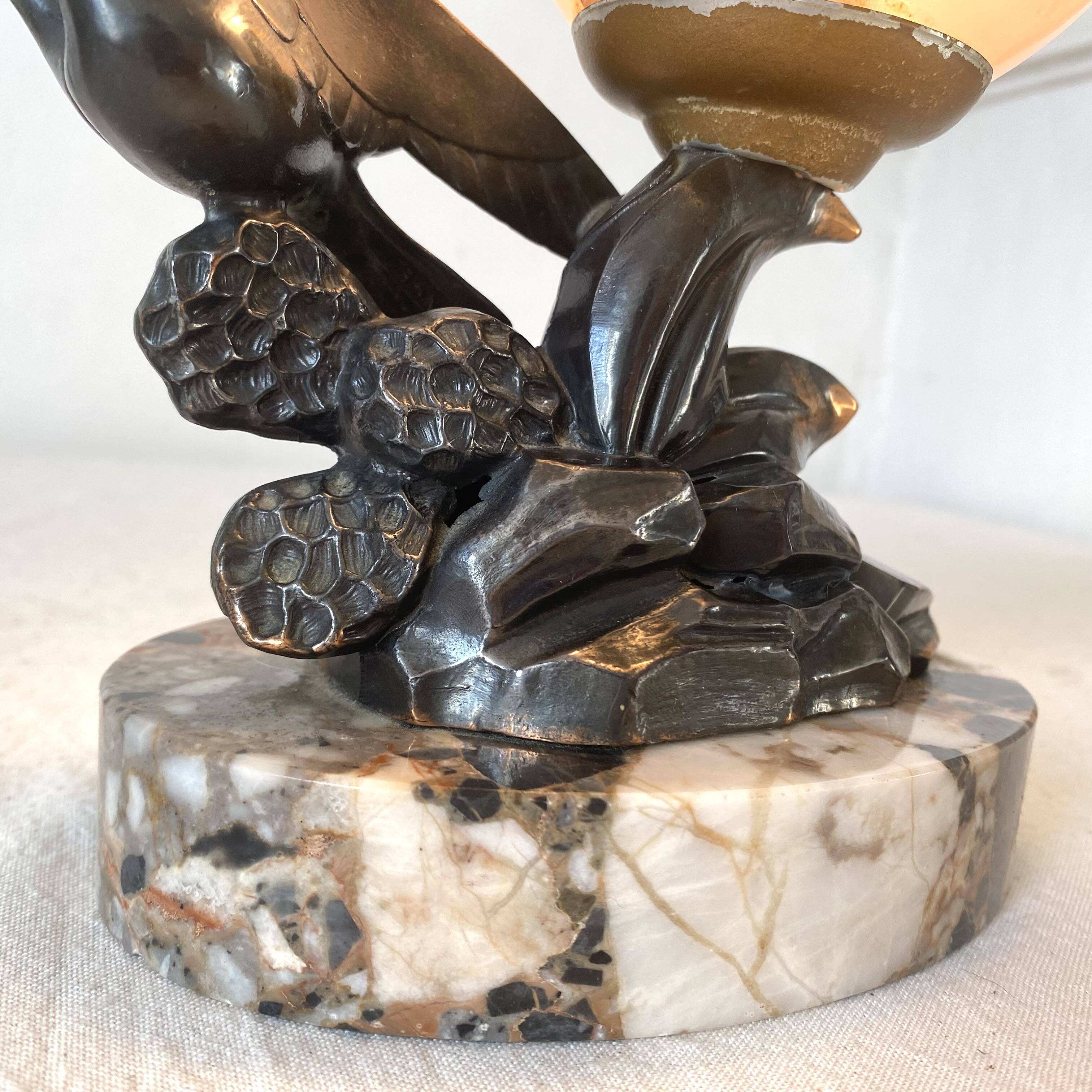 Limousin art deco night light with seagull decoration