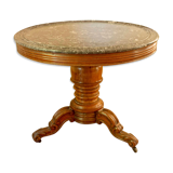 Round pedestal table, central foot and marble top, nineteenth °