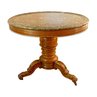 Round pedestal table, central foot and marble top, nineteenth °