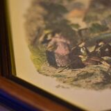 octo frame with spring scene engraving signed B.Foster
