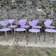 Serie de 8 chaises design en plexiglas parme