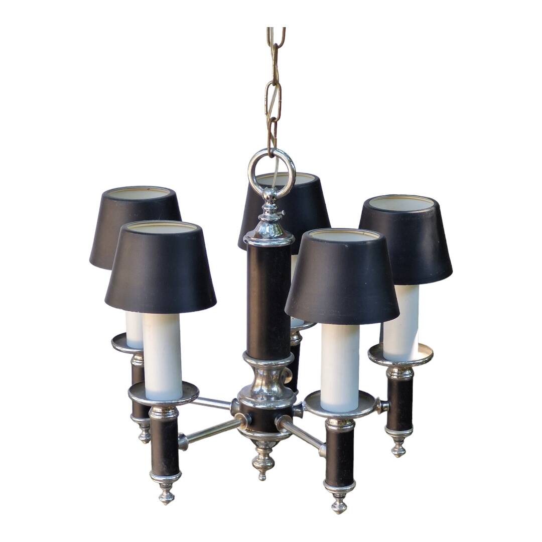 40s pendant chandelier with metal lampshades