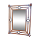 Metal mirror, wrought iron imitation leather straps and horse harness