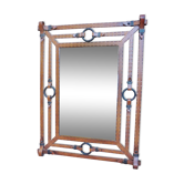 Metal mirror, wrought iron imitation leather straps and horse harness