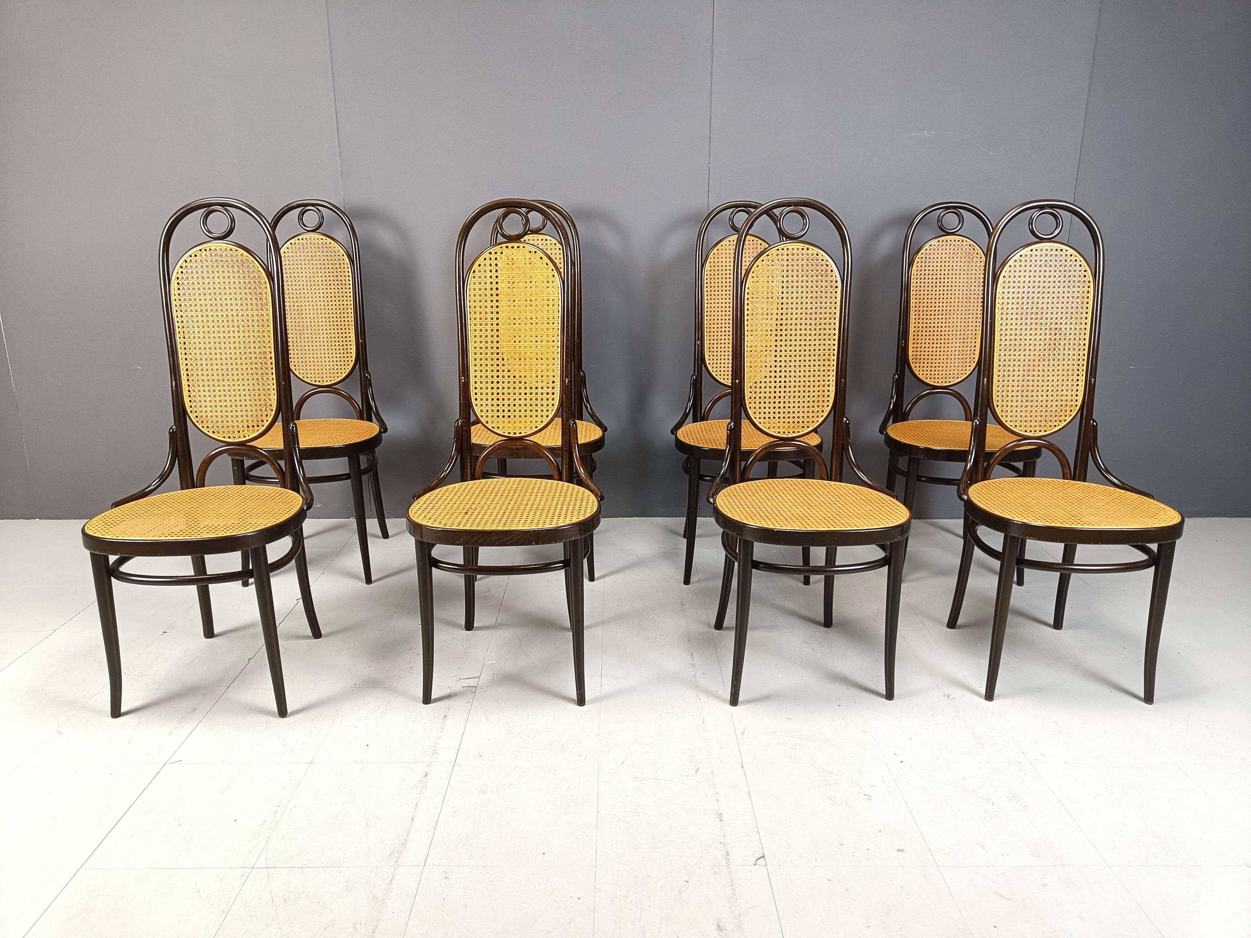Thonet no. 207 dining chairs 'Long John', set of 8, 1980