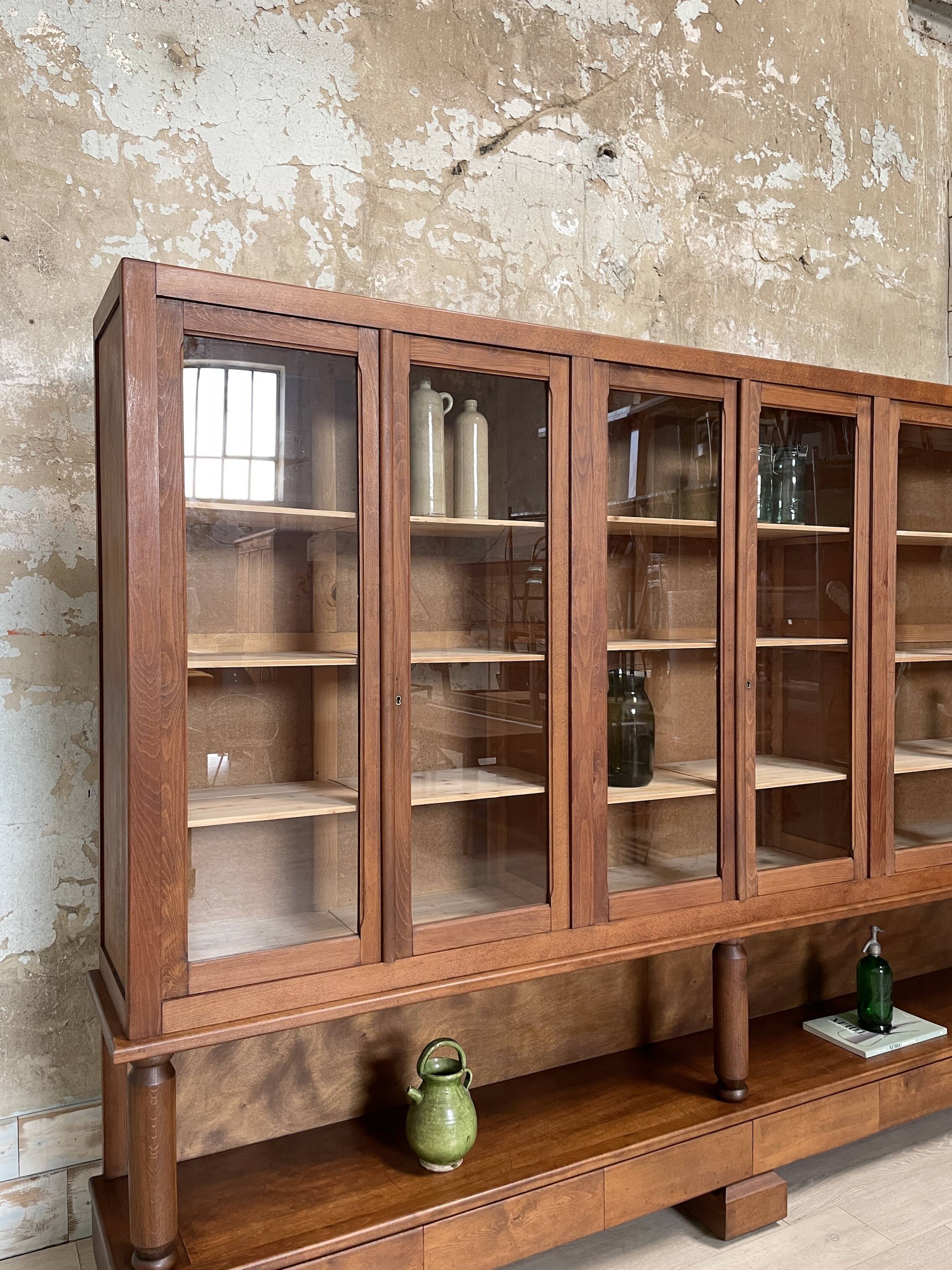 Solid wood display cabinet.
