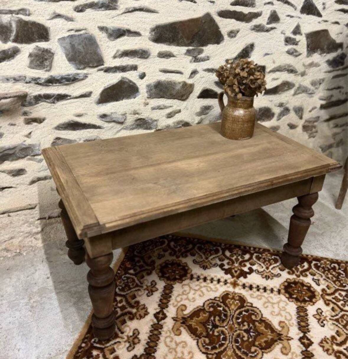 Small wooden coffee table with turned legs