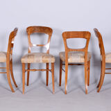Set of four biedermeier walnut chairs, original condition, czechia, 1830s