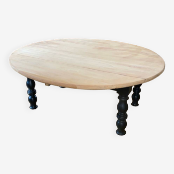 Table basse bois massif patine noir