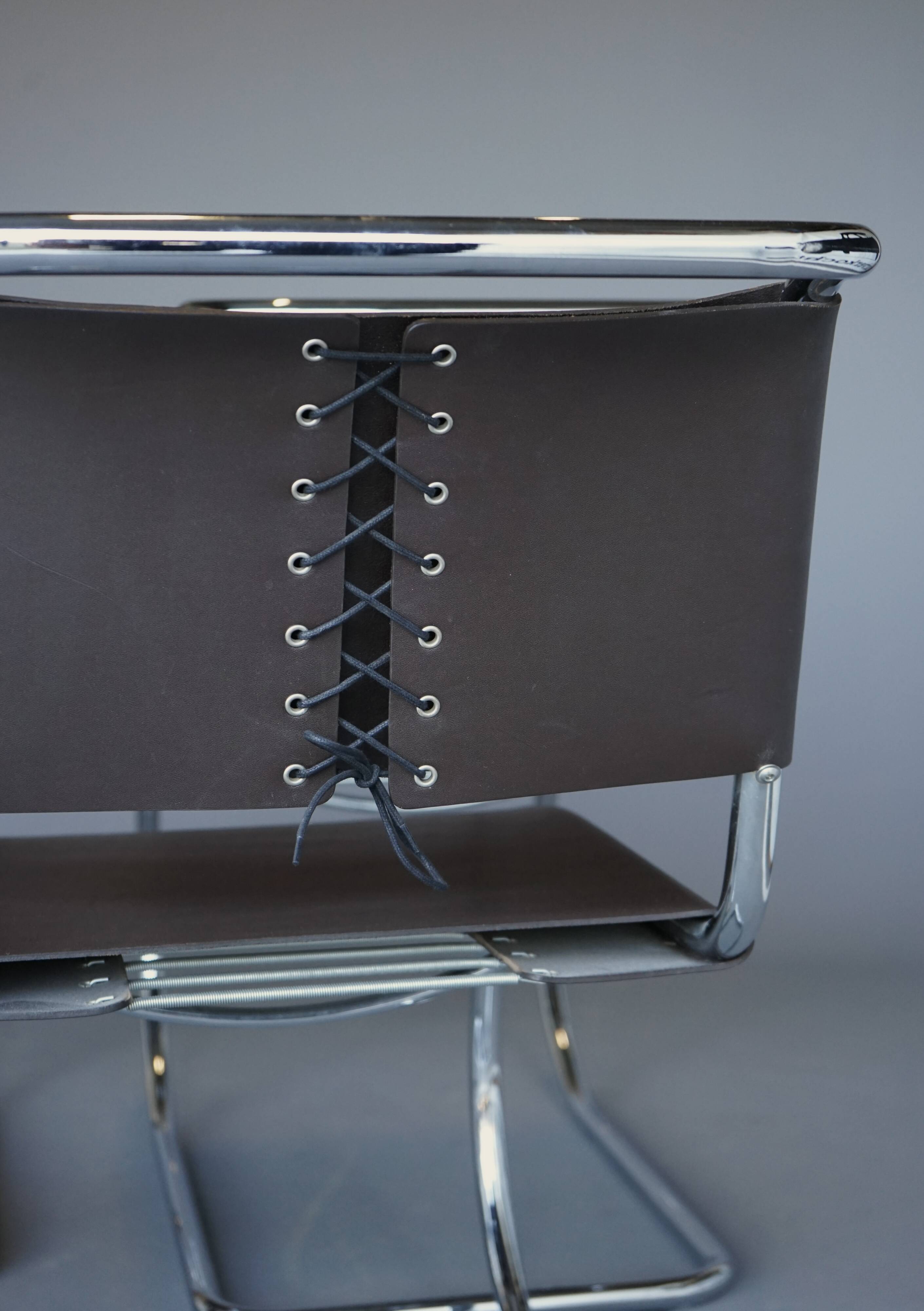 x4 Cantilever MR 10 chairs in the manner of Ludwig Mies van der Rohe.