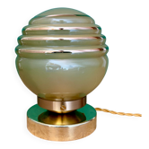 Lampe à poser globe vintage en verre jaune et or