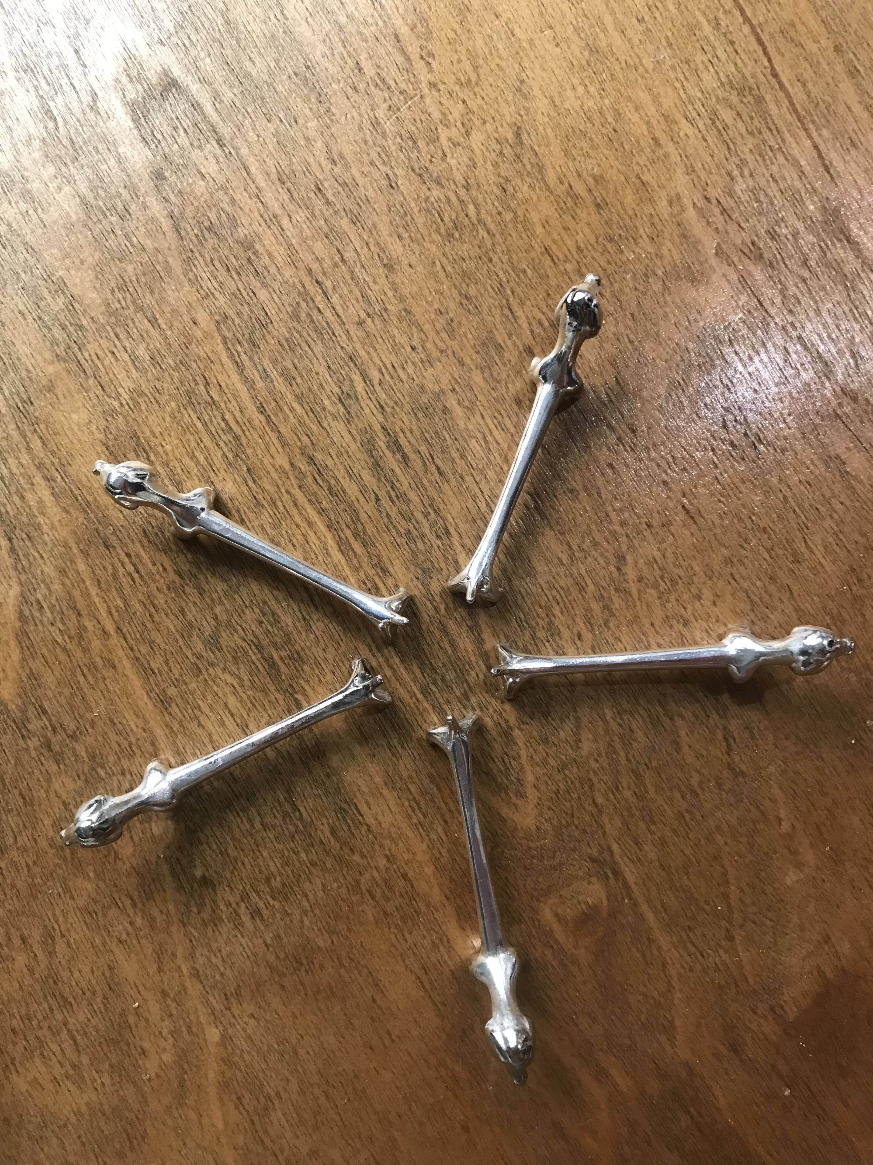 Set of five vintage basset hound knife holders