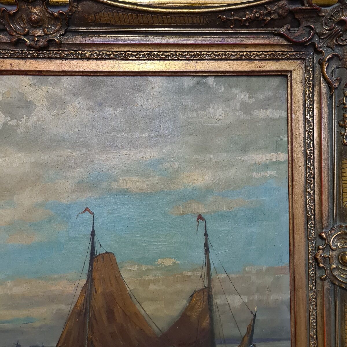 E. Van Laars Boats On  a Lake, mid 20th Century