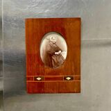 Antique Wood & mother of pearl Picture Frame with  intarsia