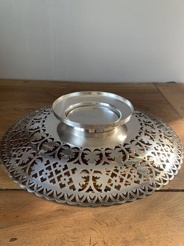 Plat à gateau en métal argenté