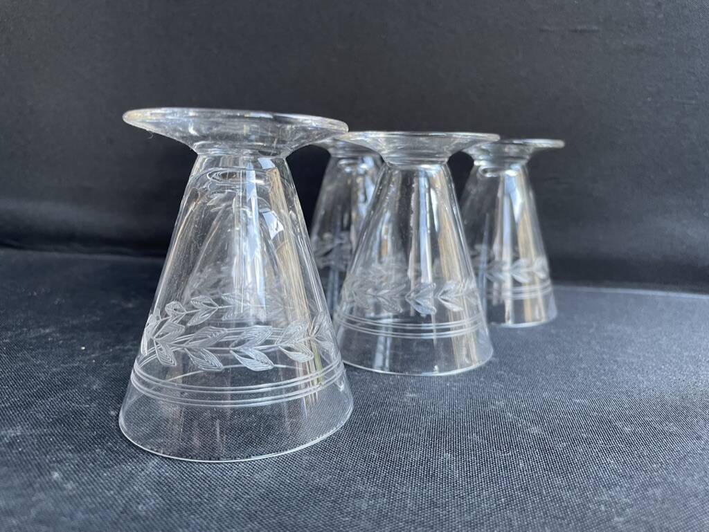 6 port glasses – guilloché crystal – art deco