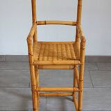 Vintage bamboo rattan high stool