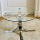 Table basse vintage en verre et chrome