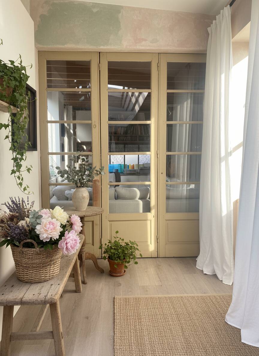 set of four large glass partition doors