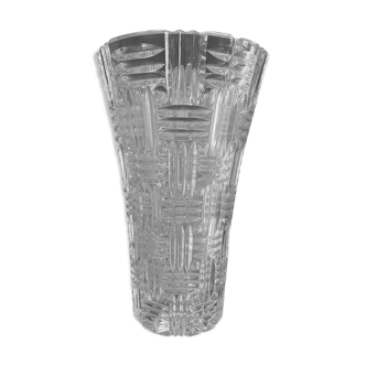 Old large vintage chiseled glass vase year 6o