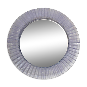 Acrylic Ice Wave Round Wall Mirror Italian 1970s Post-Modern 1980s Bathroom