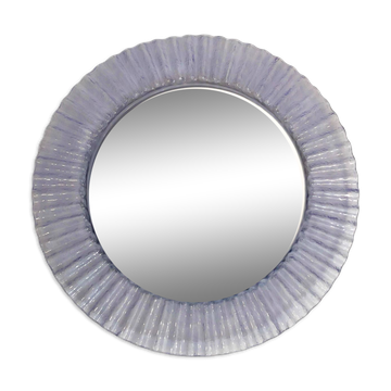 Acrylic Ice Wave Round Wall Mirror Italian 1970s Post-Modern 1980s Bathroom