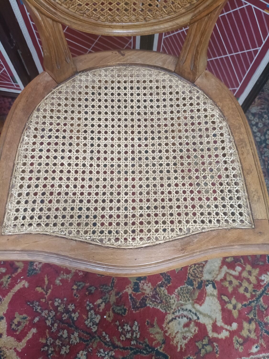 Louis XVI style medallion chairs, canned seat and back