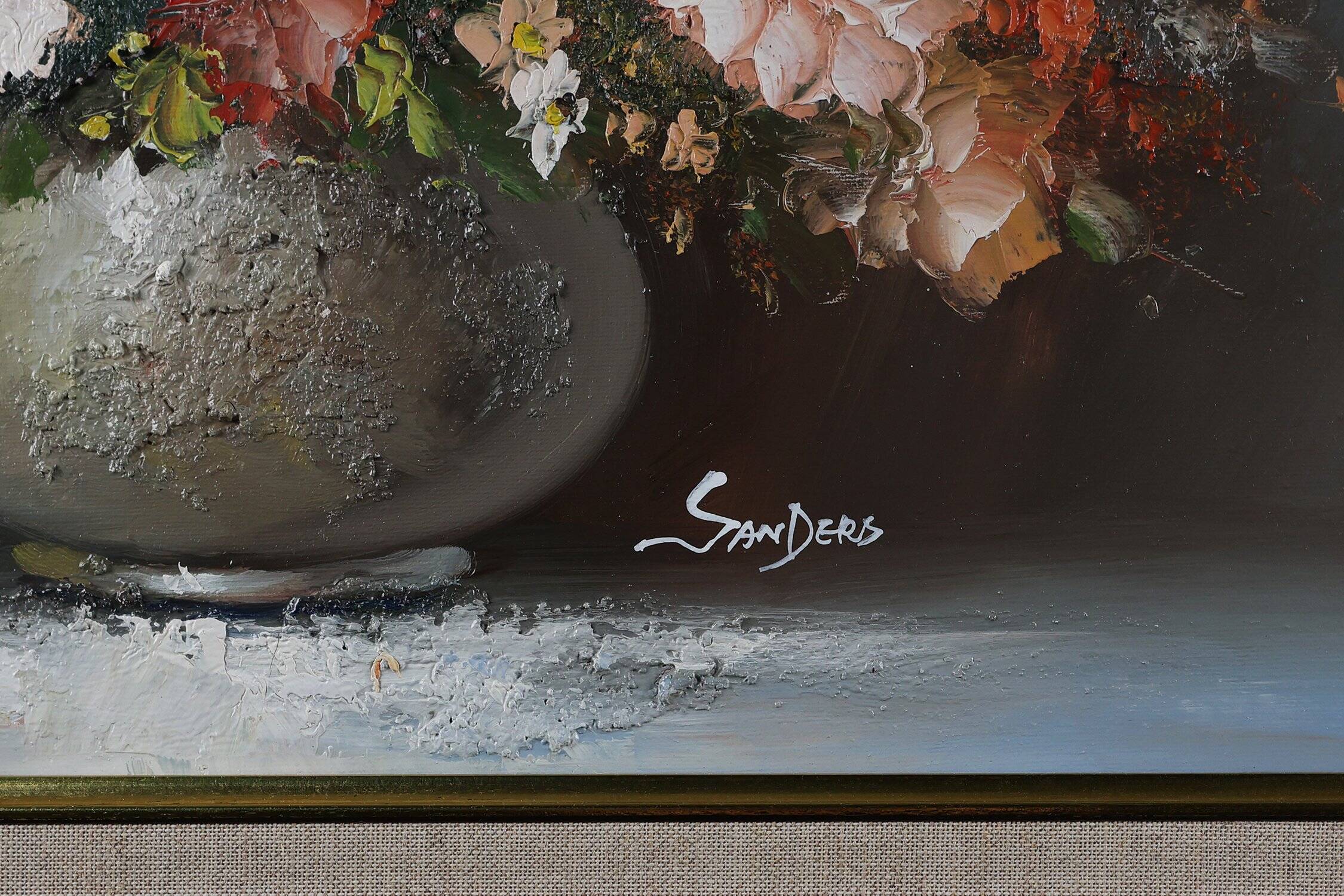 Edmond Sanders, Vase with Flowers, 1950s, Oil on Canvas, Framed