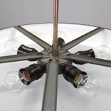 1940s Josef Hůrka for Napako Bauhaus UFO pendant light, metal & glass, restored