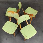 Set of 4 green wooden chairs Tatra Nabytok 1960