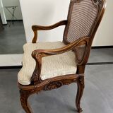 Regency canned armchair in carved walnut