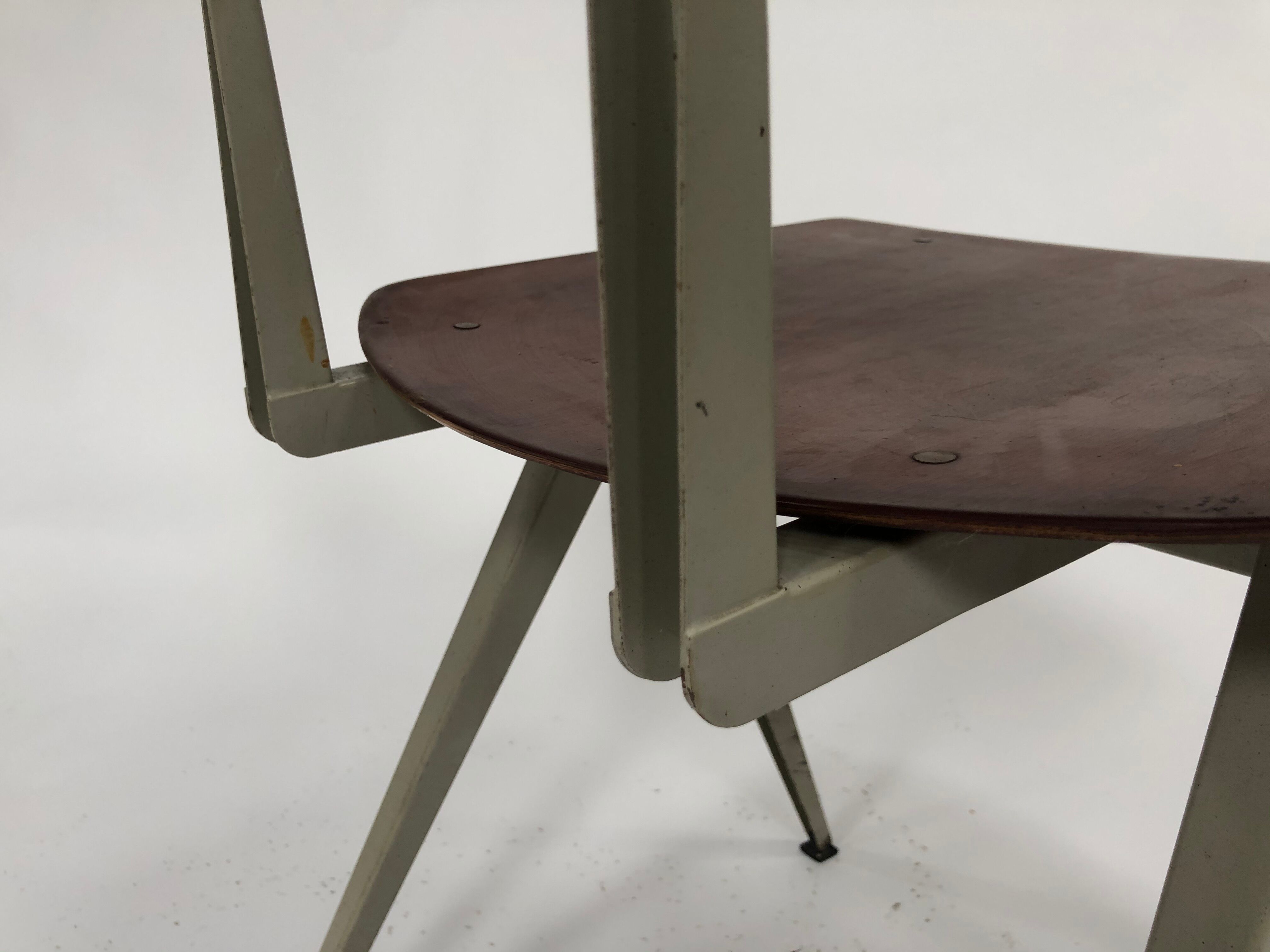Lot of 4 vintage school chairs Galvanitas S16 Netherlands