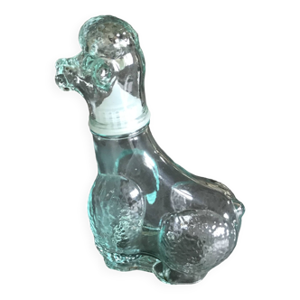 Flacon bouteille chien caniche en verre d’empoli, italie