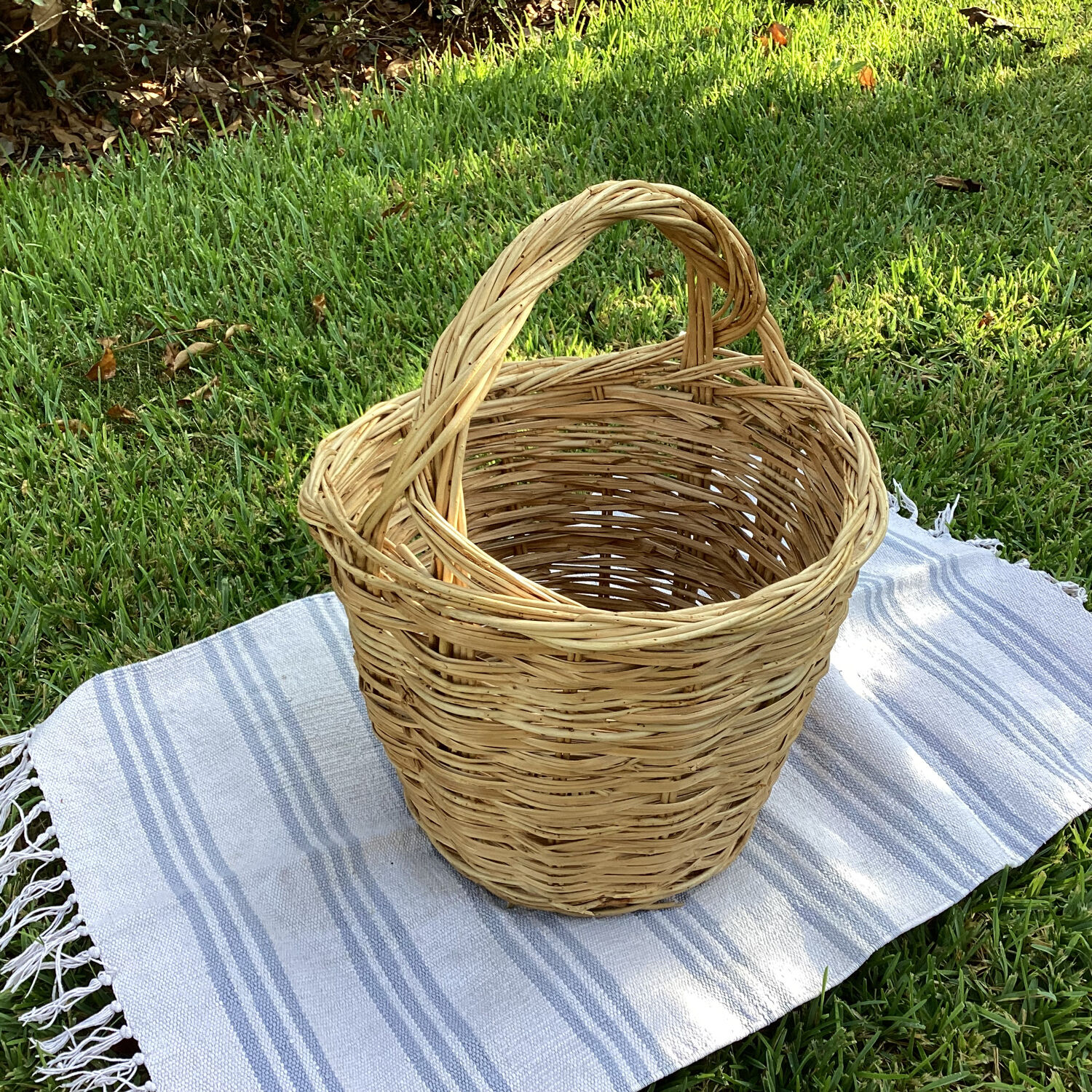 Large handcrafted wicker basket