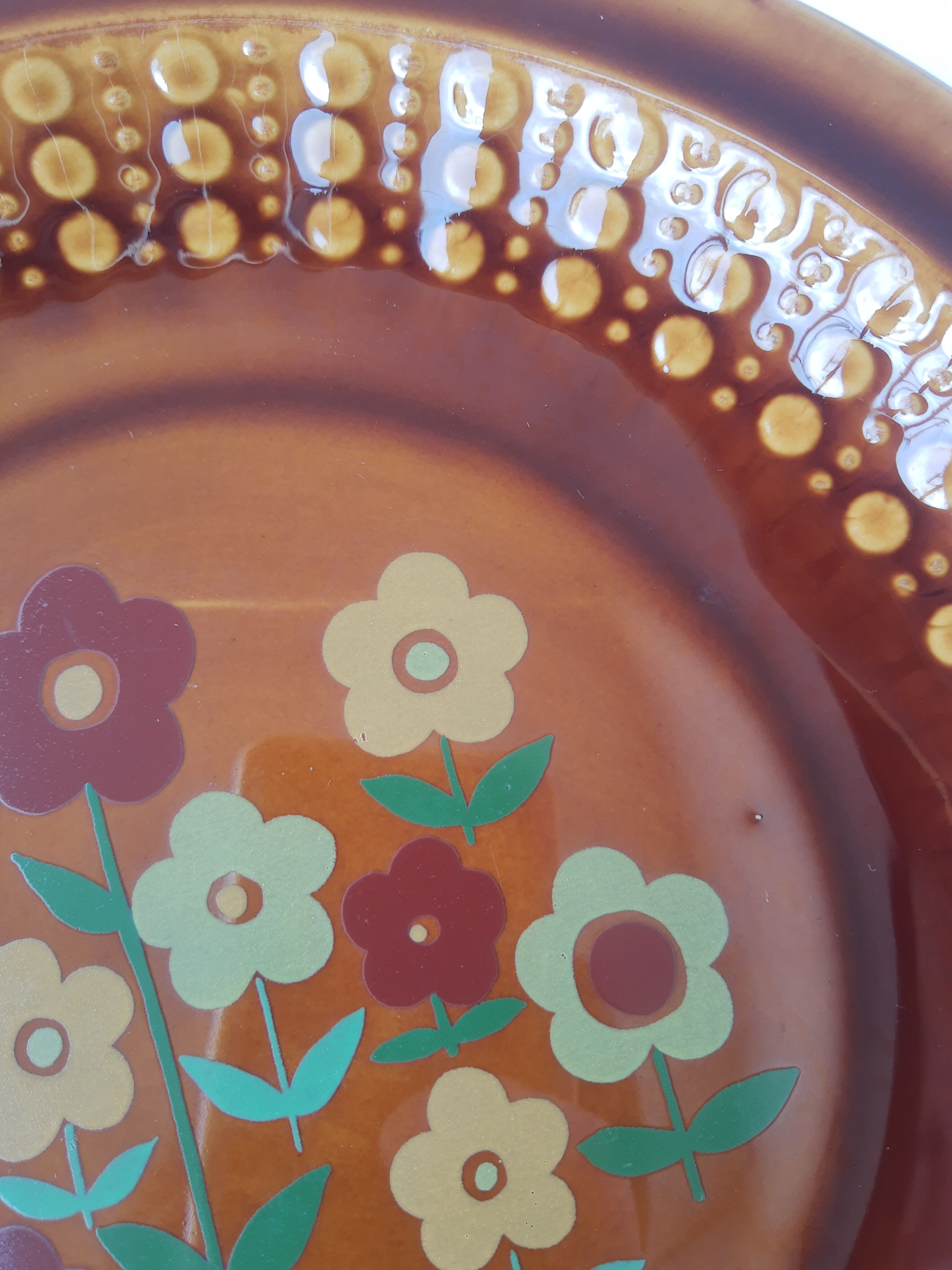 Vintage Tulowice flower deep plate