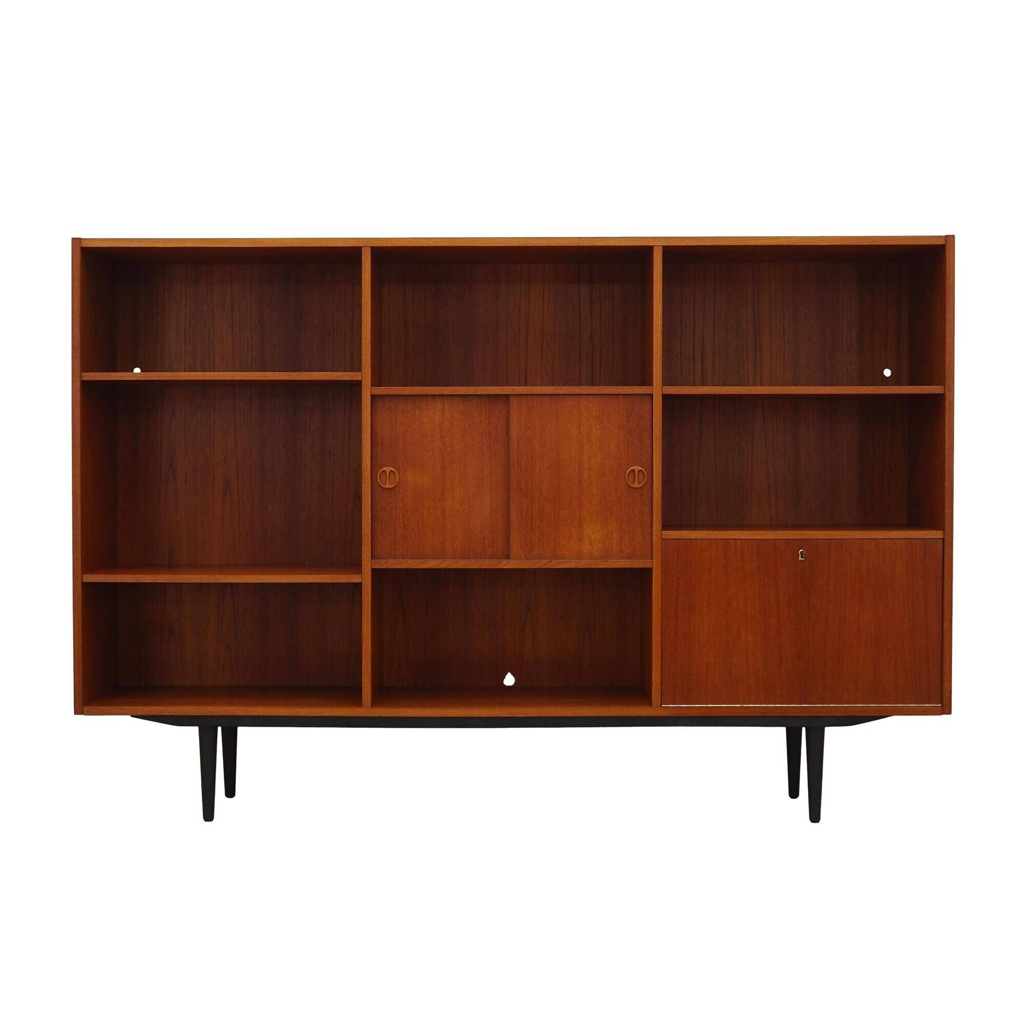 Bibliothèque en teck, design danois, années 1970, production : Danemark
