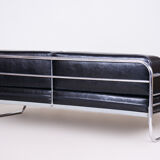 Hynek gottwald black sofa made in 1930s czechia reupholstered