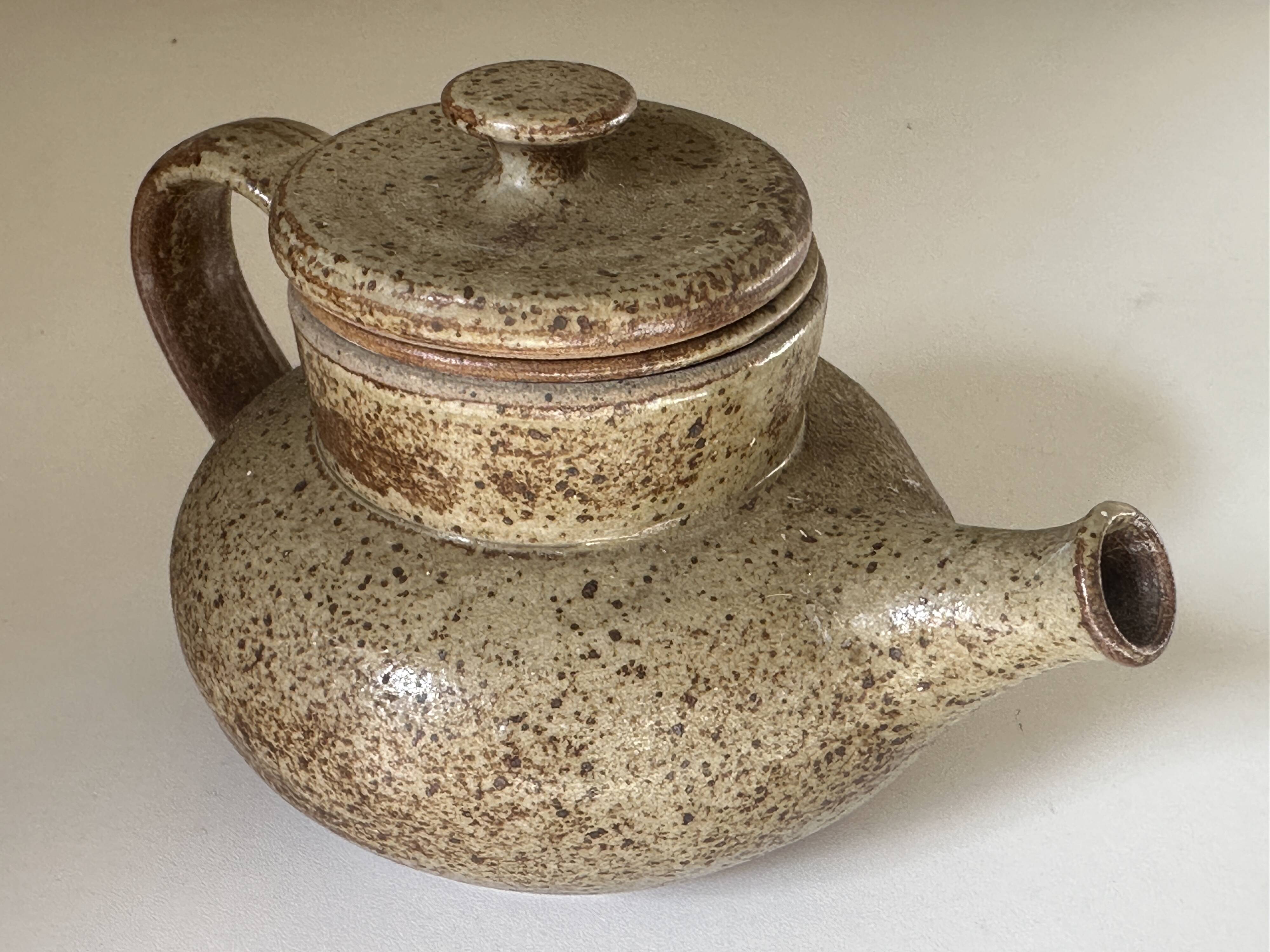 Vintage 60s signed stoneware teapot