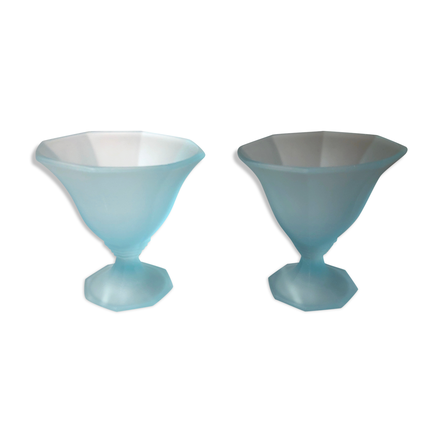 Vintage frosted blue ice cups