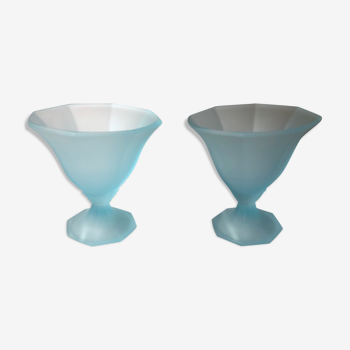 Vintage frosted blue ice cups