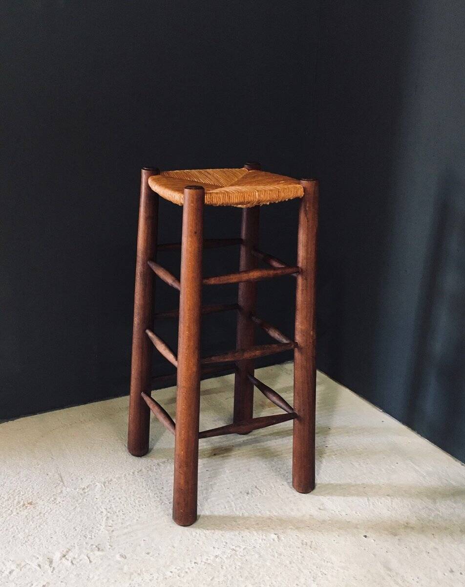 Brutalist bar stool by Charles Dudouyt, France, 1940s.