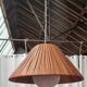 Suspension scandinave en rotin et verre opalin
