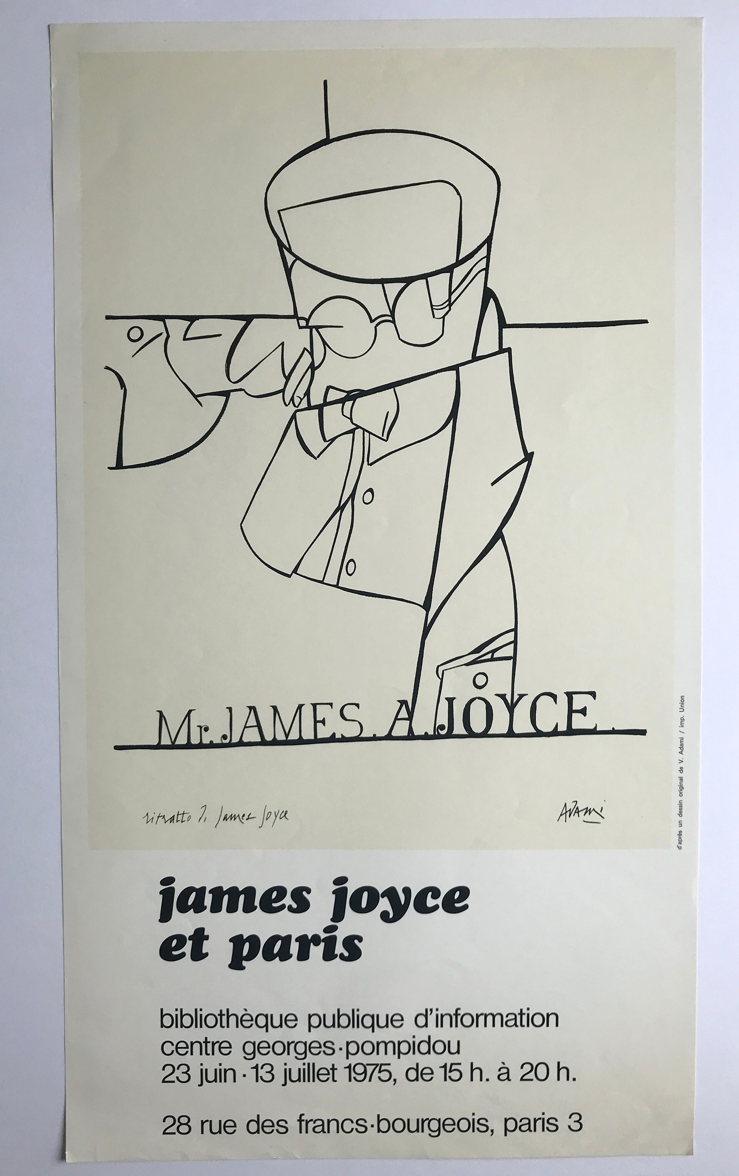 Original poster by Valerio Adami, James Joyce and Paris / BPI, 1975
