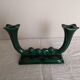 Pair of candlesticks emerald green earthenware 50