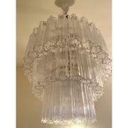 Oval transparent “tronchi” murano glass chandelier
