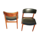 Paire de chaises scandinaves en bois et skaï des années 60