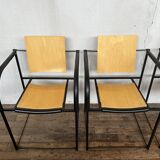 Series of 4 chairs minimalist 1980 design italy