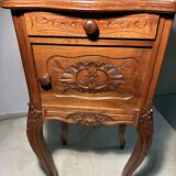 Pair of antique bedside tables with marble top and ceramic niche