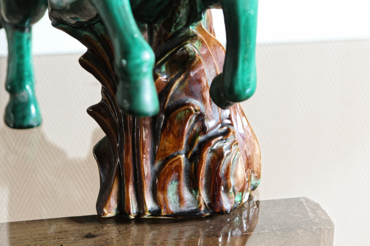 Green earthenware horse