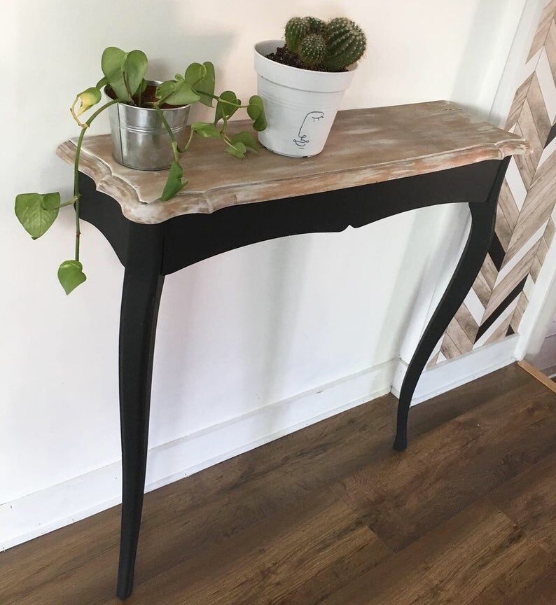 Duo de consoles en bois, relookées en noir et bois